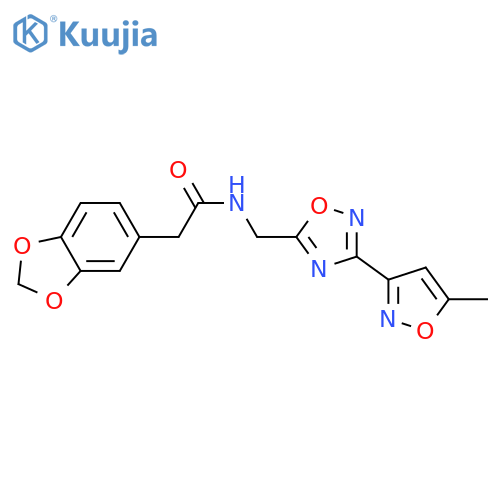 2-(2H-1,3-benzodioxol-5-yl)-N-{[3-(5-methyl-1,2-oxazol-3-yl)-1,2,4-oxadiazol-5-yl]methyl}acetamide structure