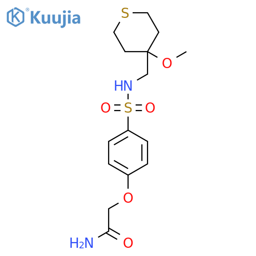 2-(4-{[(4-methoxythian-4-yl)methyl]sulfamoyl}phenoxy)acetamide structure