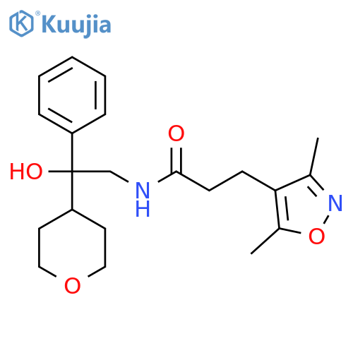 3-(3,5-dimethyl-1,2-oxazol-4-yl)-N-[2-hydroxy-2-(oxan-4-yl)-2-phenylethyl]propanamide structure