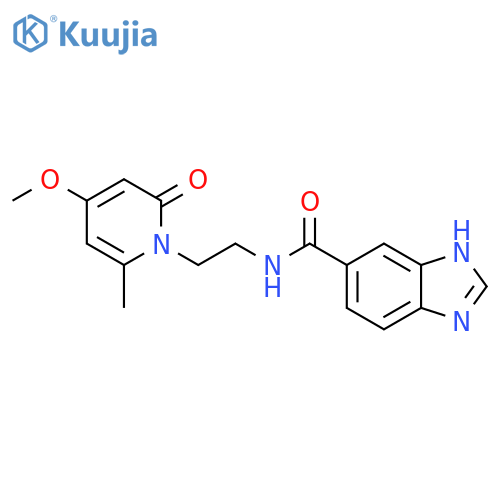N-[2-(4-methoxy-6-methyl-2-oxo-1,2-dihydropyridin-1-yl)ethyl]-1H-1,3-benzodiazole-5-carboxamide structure