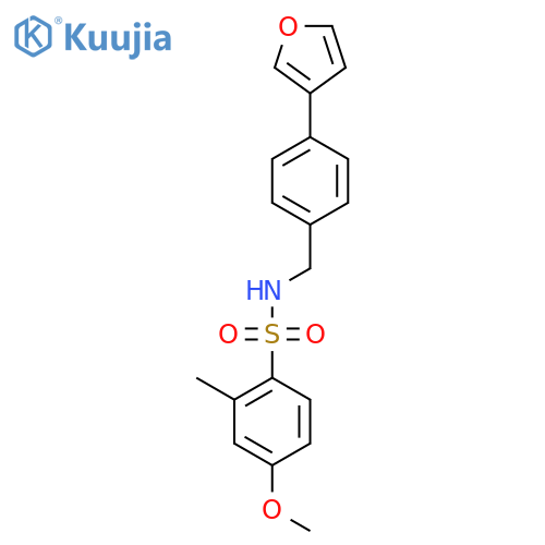 N-{4-(furan-3-yl)phenylmethyl}-4-methoxy-2-methylbenzene-1-sulfonamide structure