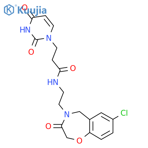 N-[2-(7-chloro-3-oxo-2,3,4,5-tetrahydro-1,4-benzoxazepin-4-yl)ethyl]-3-(2,4-dioxo-1,2,3,4-tetrahydropyrimidin-1-yl)propanamide structure