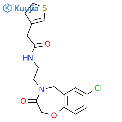 N-[2-(7-chloro-3-oxo-2,3,4,5-tetrahydro-1,4-benzoxazepin-4-yl)ethyl]-2-(thiophen-3-yl)acetamide structure