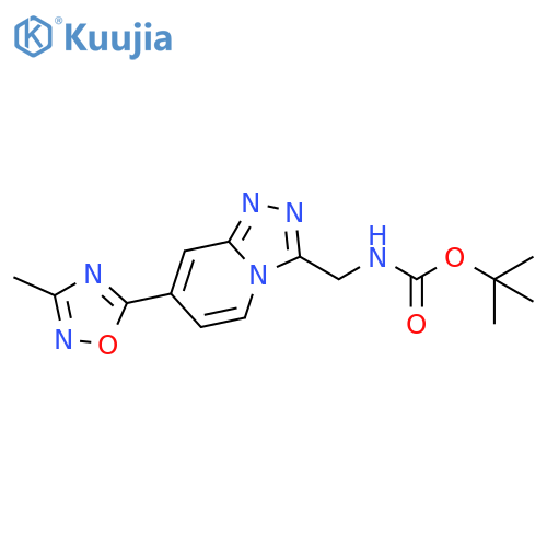 tert-butyl N-{7-(3-methyl-1,2,4-oxadiazol-5-yl)-1,2,4triazolo4,3-apyridin-3-ylmethyl}carbamate structure