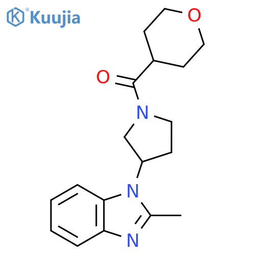 2-methyl-1-[1-(oxane-4-carbonyl)pyrrolidin-3-yl]-1H-1,3-benzodiazole structure