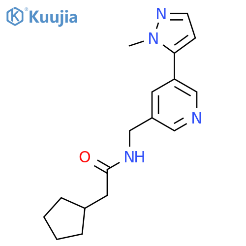 2-cyclopentyl-N-{[5-(1-methyl-1H-pyrazol-5-yl)pyridin-3-yl]methyl}acetamide structure