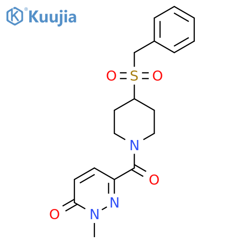 2-methyl-6-(4-phenylmethanesulfonylpiperidine-1-carbonyl)-2,3-dihydropyridazin-3-one structure