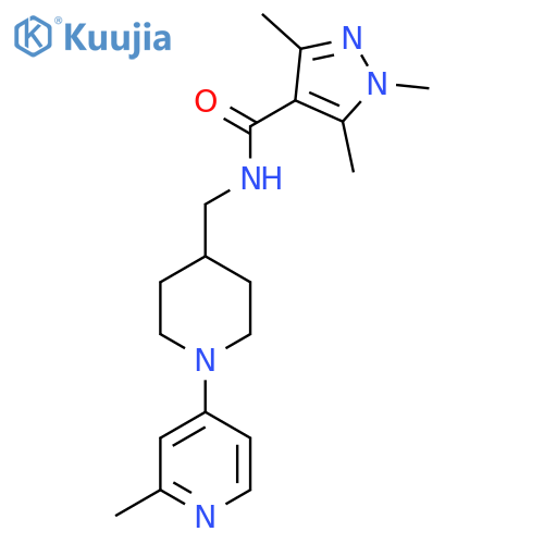 1,3,5-trimethyl-N-((1-(2-methylpyridin-4-yl)piperidin-4-yl)methyl)-1H-pyrazole-4-carboxamide structure