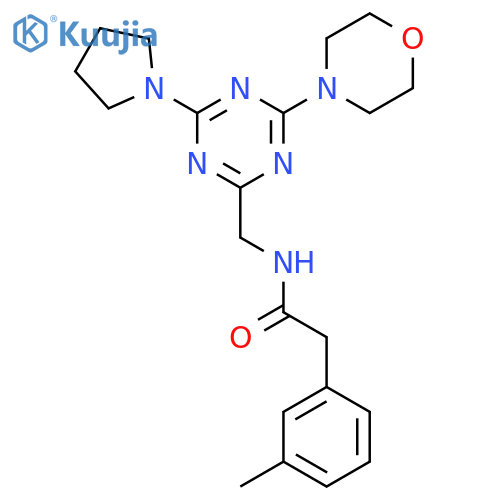 2-(3-methylphenyl)-N-{4-(morpholin-4-yl)-6-(pyrrolidin-1-yl)-1,3,5-triazin-2-ylmethyl}acetamide structure