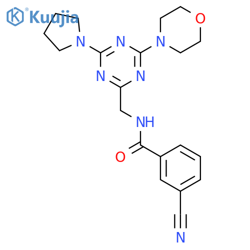 3-cyano-N-{4-(morpholin-4-yl)-6-(pyrrolidin-1-yl)-1,3,5-triazin-2-ylmethyl}benzamide structure