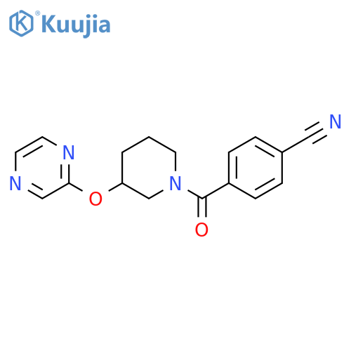4-[3-(pyrazin-2-yloxy)piperidine-1-carbonyl]benzonitrile structure