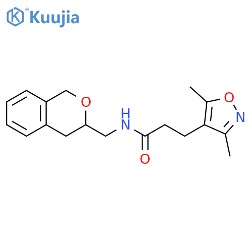 N-(3,4-dihydro-1H-2-benzopyran-3-yl)methyl-3-(3,5-dimethyl-1,2-oxazol-4-yl)propanamide structure