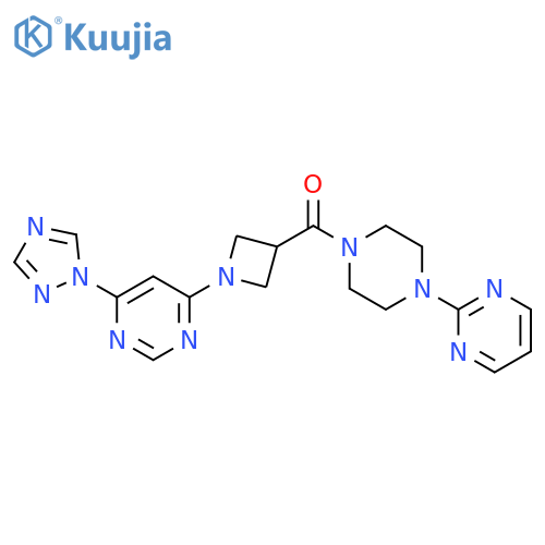 4-{3-4-(pyrimidin-2-yl)piperazine-1-carbonylazetidin-1-yl}-6-(1H-1,2,4-triazol-1-yl)pyrimidine structure
