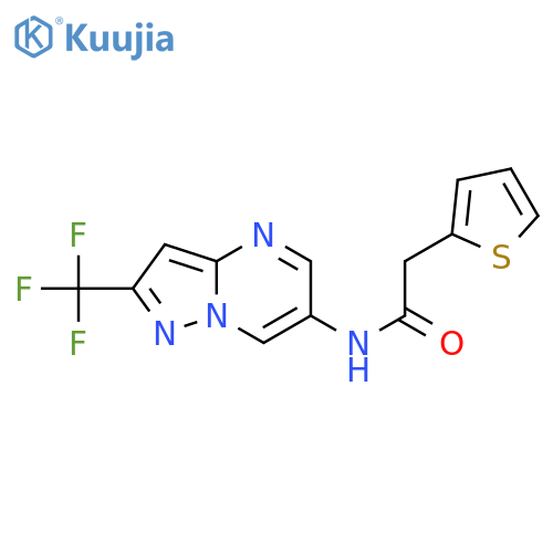 2-(thiophen-2-yl)-N-[2-(trifluoromethyl)pyrazolo[1,5-a]pyrimidin-6-yl]acetamide structure