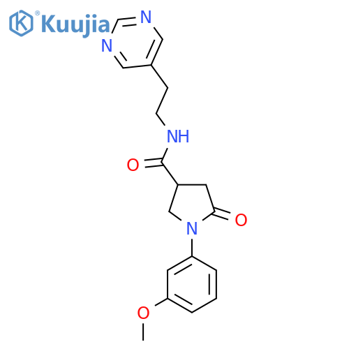 1-(3-methoxyphenyl)-5-oxo-N-[2-(pyrimidin-5-yl)ethyl]pyrrolidine-3-carboxamide structure
