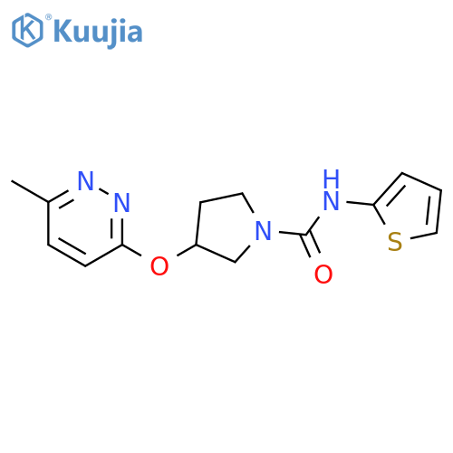 3-[(6-methylpyridazin-3-yl)oxy]-N-(thiophen-2-yl)pyrrolidine-1-carboxamide structure