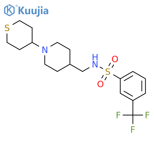 N-[[1-(thian-4-yl)piperidin-4-yl]methyl]-3-(trifluoromethyl)benzenesulfonamide structure