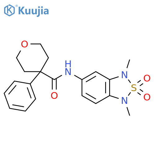 N-(1,3-dimethyl-2,2-dioxo-1,3-dihydro-2lambda6,1,3-benzothiadiazol-5-yl)-4-phenyloxane-4-carboxamide structure