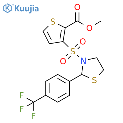 Methyl 3-[[2-[4-(trifluoromethyl)phenyl]-3-thiazolidinyl]sulfonyl]-2-thiophenecarboxylate structure