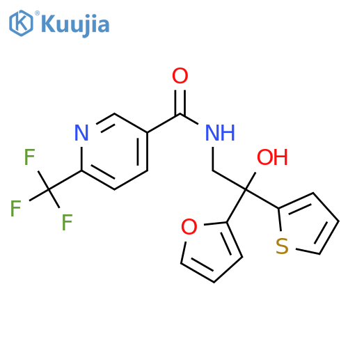 N-[2-(furan-2-yl)-2-hydroxy-2-(thiophen-2-yl)ethyl]-6-(trifluoromethyl)pyridine-3-carboxamide structure