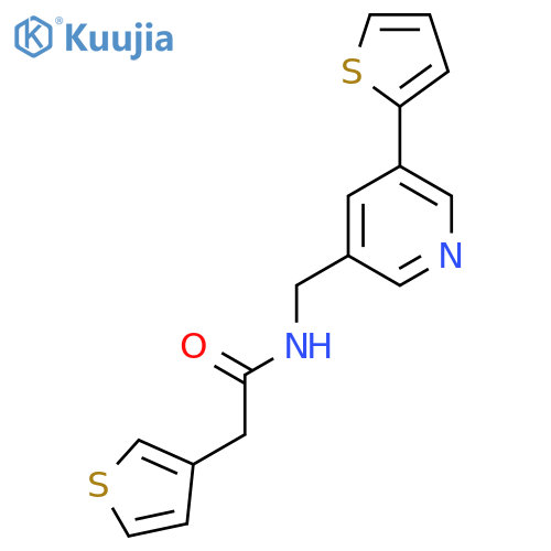 N-{[5-(thiophen-2-yl)pyridin-3-yl]methyl}-2-(thiophen-3-yl)acetamide structure
