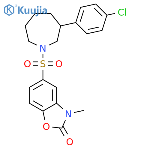 5-[3-(4-chlorophenyl)azepan-1-yl]sulfonyl-3-methyl-1,3-benzoxazol-2-one structure