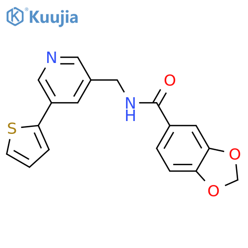 N-{[5-(thiophen-2-yl)pyridin-3-yl]methyl}-2H-1,3-benzodioxole-5-carboxamide structure