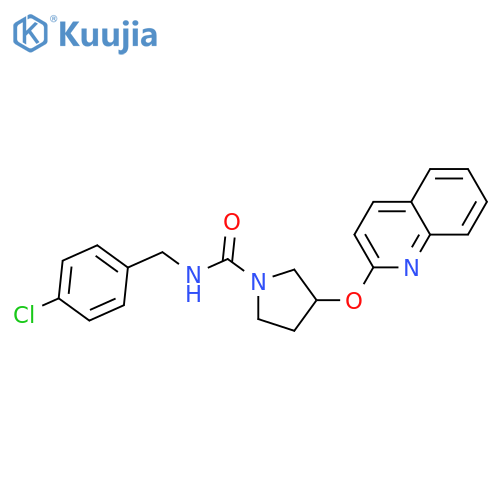 N-[(4-chlorophenyl)methyl]-3-quinolin-2-yloxypyrrolidine-1-carboxamide structure