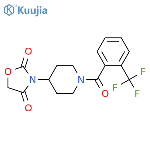 3-[1-[2-(trifluoromethyl)benzoyl]piperidin-4-yl]-1,3-oxazolidine-2,4-dione structure