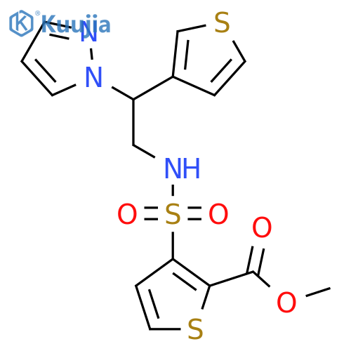 methyl 3-{[2-(1H-pyrazol-1-yl)-2-(thiophen-3-yl)ethyl]sulfamoyl}thiophene-2-carboxylate structure