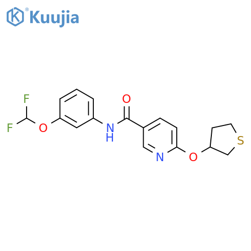 N-[3-(difluoromethoxy)phenyl]-6-(thiolan-3-yloxy)pyridine-3-carboxamide structure