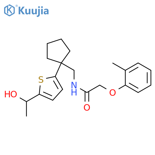 N-({1-[5-(1-hydroxyethyl)thiophen-2-yl]cyclopentyl}methyl)-2-(2-methylphenoxy)acetamide structure