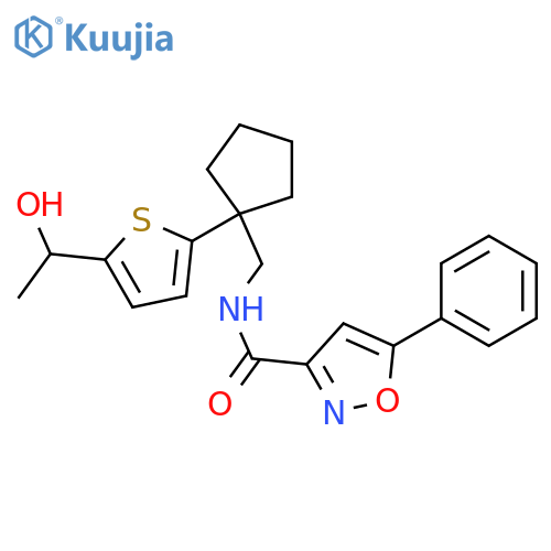N-({1-[5-(1-hydroxyethyl)thiophen-2-yl]cyclopentyl}methyl)-5-phenyl-1,2-oxazole-3-carboxamide structure