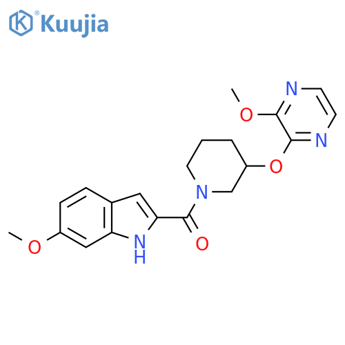 6-methoxy-2-{3-[(3-methoxypyrazin-2-yl)oxy]piperidine-1-carbonyl}-1H-indole structure