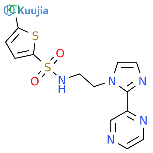 5-chloro-N-{2-[2-(pyrazin-2-yl)-1H-imidazol-1-yl]ethyl}thiophene-2-sulfonamide structure