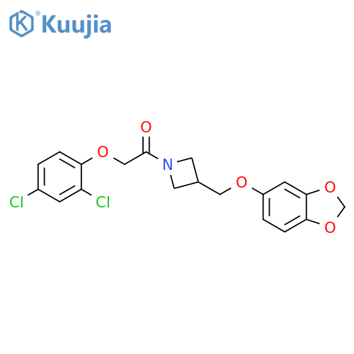 1-{3-[(2H-1,3-benzodioxol-5-yloxy)methyl]azetidin-1-yl}-2-(2,4-dichlorophenoxy)ethan-1-one structure