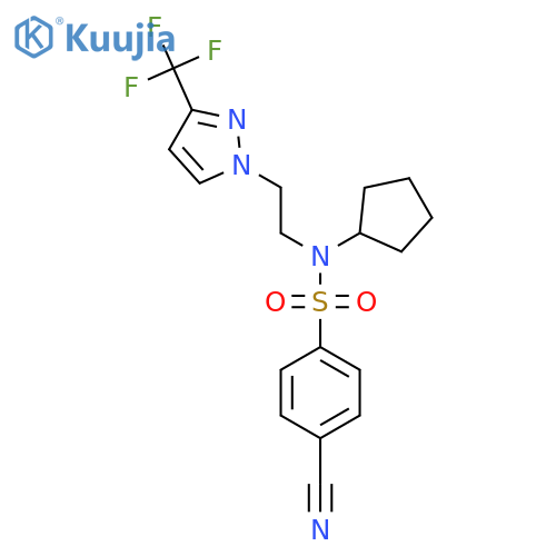4-cyano-N-cyclopentyl-N-{2-3-(trifluoromethyl)-1H-pyrazol-1-ylethyl}benzene-1-sulfonamide structure