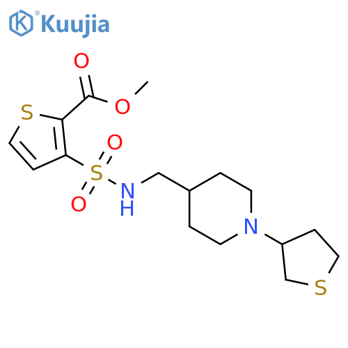 methyl 3-({1-(thiolan-3-yl)piperidin-4-ylmethyl}sulfamoyl)thiophene-2-carboxylate structure
