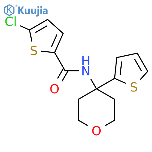 5-chloro-N-4-(thiophen-2-yl)oxan-4-ylthiophene-2-carboxamide structure