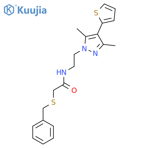 2-(benzylsulfanyl)-N-{2-[3,5-dimethyl-4-(thiophen-2-yl)-1H-pyrazol-1-yl]ethyl}acetamide structure