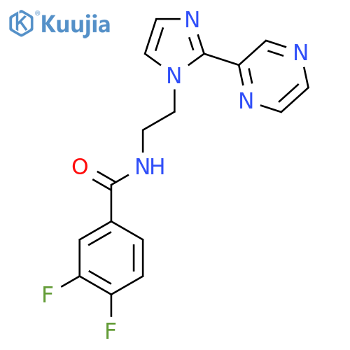 3,4-difluoro-N-{2-2-(pyrazin-2-yl)-1H-imidazol-1-ylethyl}benzamide structure