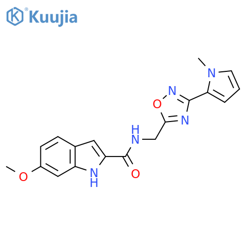 6-methoxy-N-{[3-(1-methyl-1H-pyrrol-2-yl)-1,2,4-oxadiazol-5-yl]methyl}-1H-indole-2-carboxamide structure