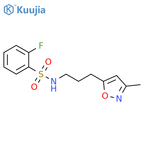 2-fluoro-N-[3-(3-methyl-1,2-oxazol-5-yl)propyl]benzene-1-sulfonamide structure