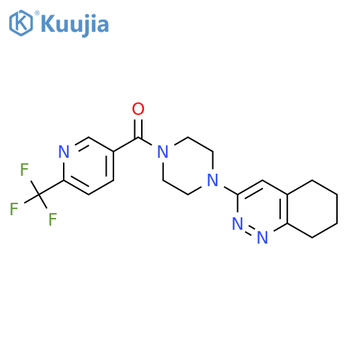 3-{4-6-(trifluoromethyl)pyridine-3-carbonylpiperazin-1-yl}-5,6,7,8-tetrahydrocinnoline structure
