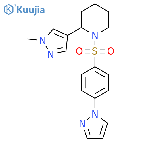 2-(1-methyl-1H-pyrazol-4-yl)-1-[4-(1H-pyrazol-1-yl)benzenesulfonyl]piperidine structure