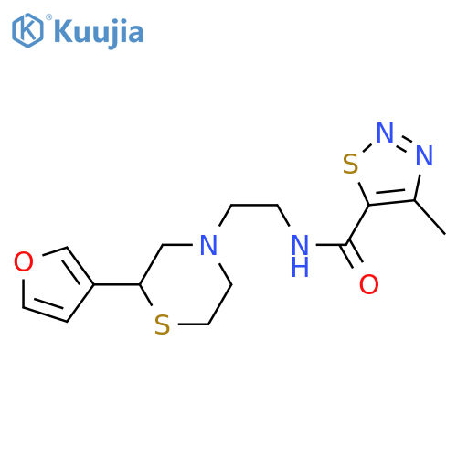 N-2-(furan-3-yl)-2-(thiomorpholin-4-yl)ethyl-4-methyl-1,2,3-thiadiazole-5-carboxamide structure