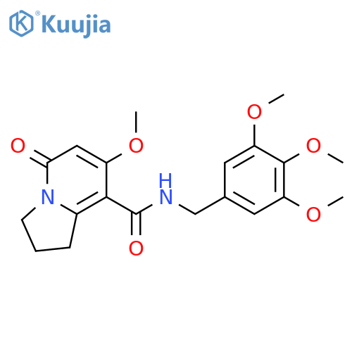7-methoxy-5-oxo-N-(3,4,5-trimethoxyphenyl)methyl-1,2,3,5-tetrahydroindolizine-8-carboxamide structure