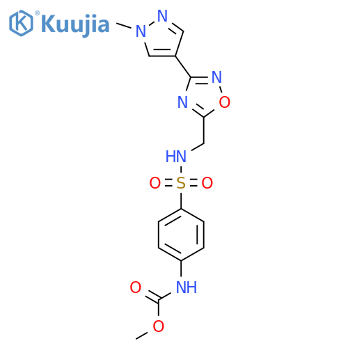 methyl N-[4-({[3-(1-methyl-1H-pyrazol-4-yl)-1,2,4-oxadiazol-5-yl]methyl}sulfamoyl)phenyl]carbamate structure