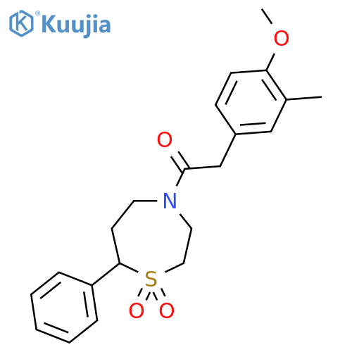 4-2-(4-methoxy-3-methylphenyl)acetyl-7-phenyl-1lambda6,4-thiazepane-1,1-dione structure