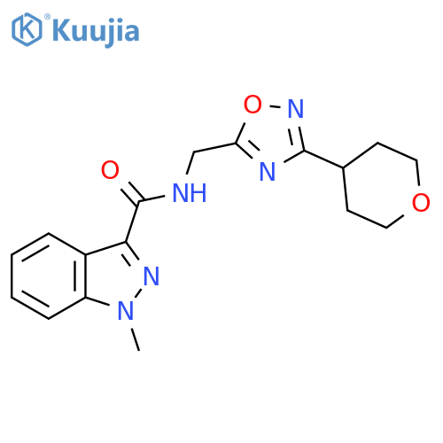 1-methyl-N-{[3-(oxan-4-yl)-1,2,4-oxadiazol-5-yl]methyl}-1H-indazole-3-carboxamide structure